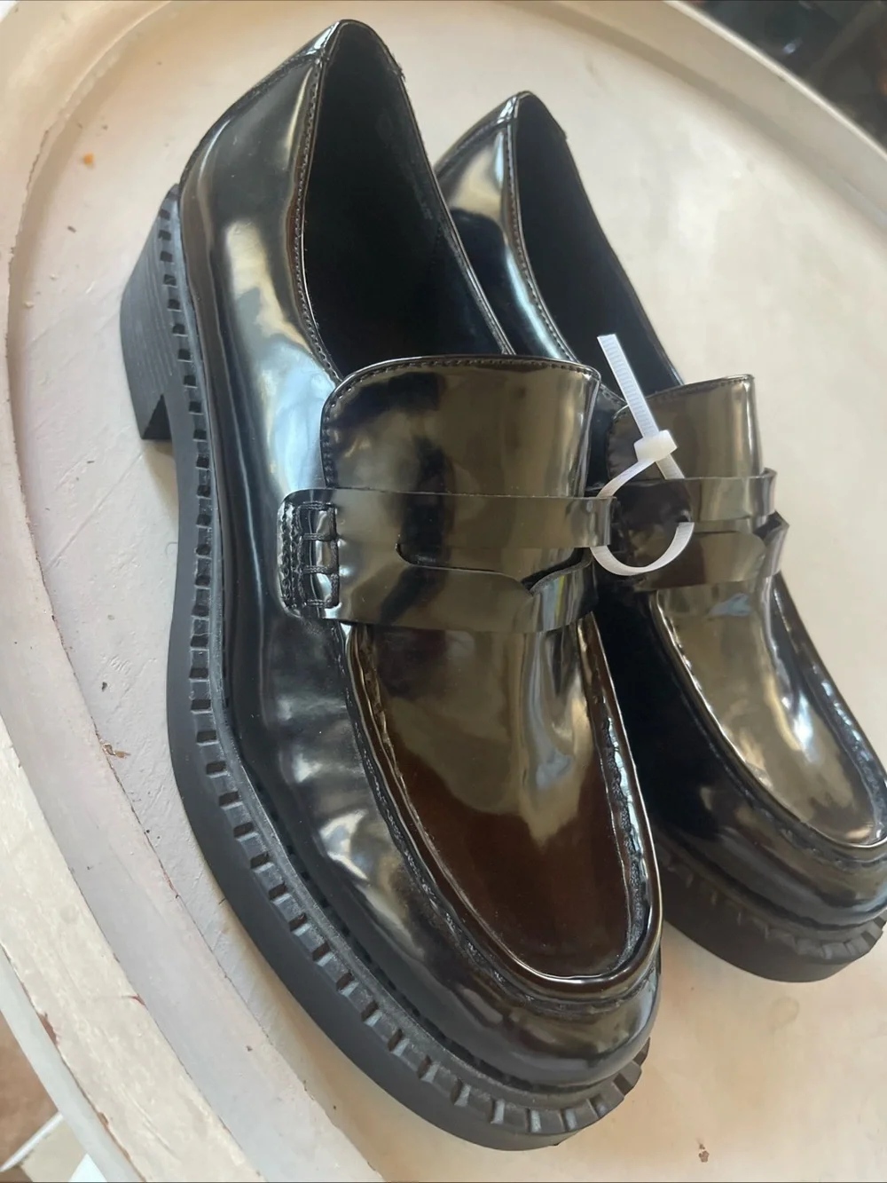 Madden Girl Black Patent Platform Loafers